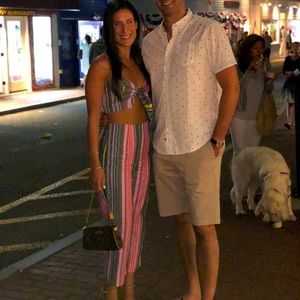 Striped linen 2 piece jumpsuit